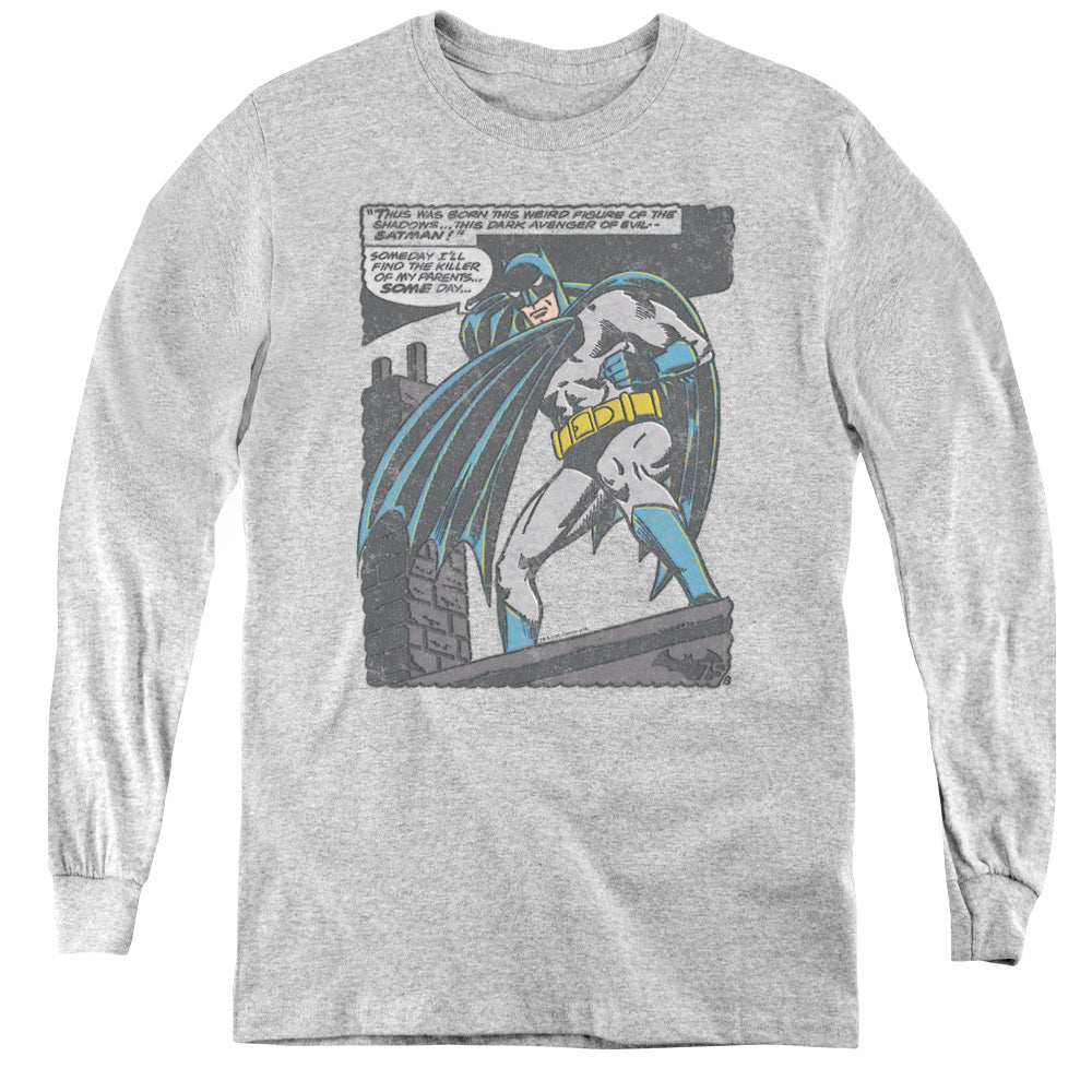 Batman - Bat Origins - Youth Long Sleeve Tee - Athletic Heather