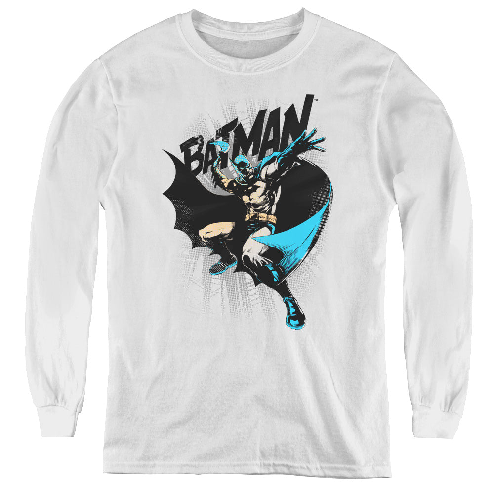Batman - Batarang Throw - Youth Long Sleeve Tee - White