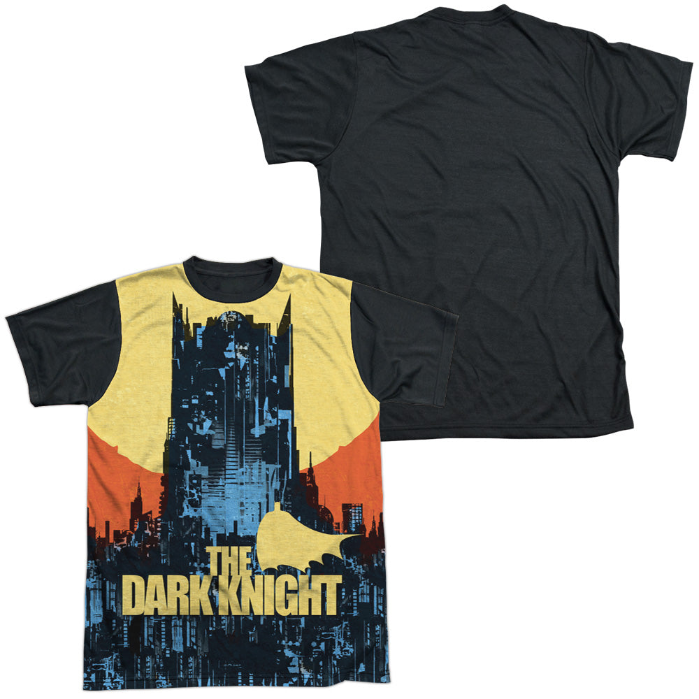 Batman - Bat Building - Short Sleeve Adult White Front Black Back - White T-shirt