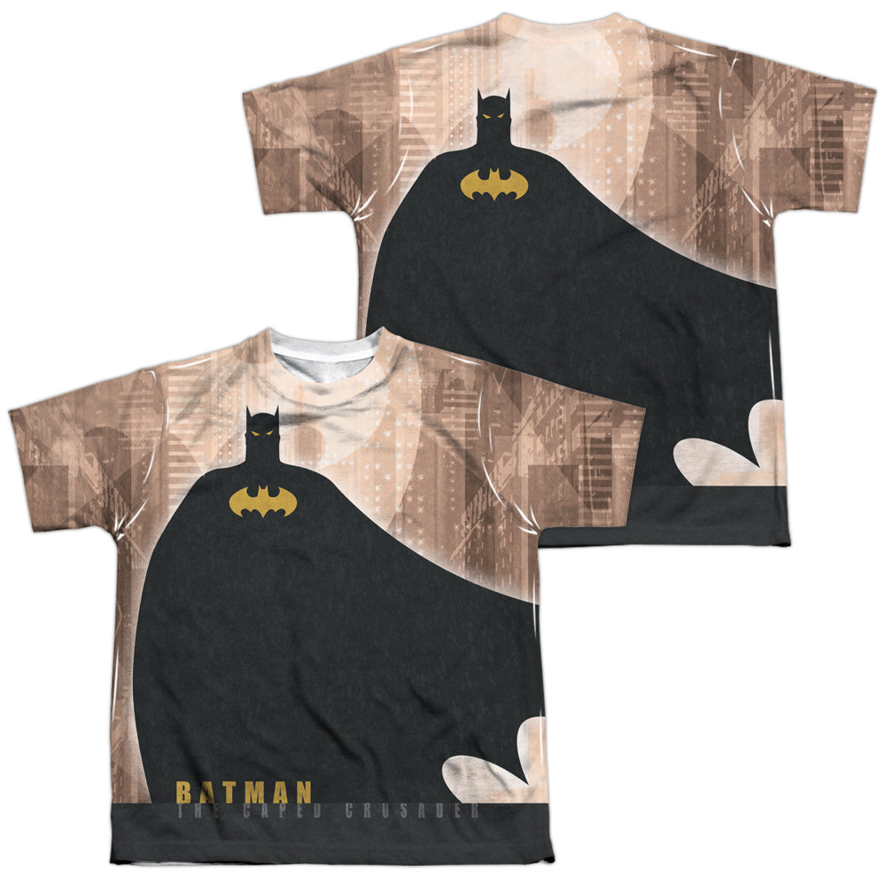 Batman - City Crusader (Front/back Print) - Short Sleeve Youth Poly Crew - White T-shirt