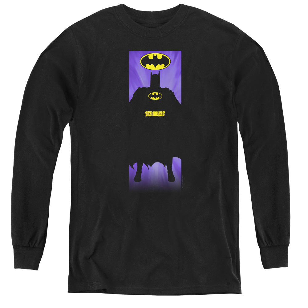 Batman - Batman Block - Youth Long Sleeve Tee - Black