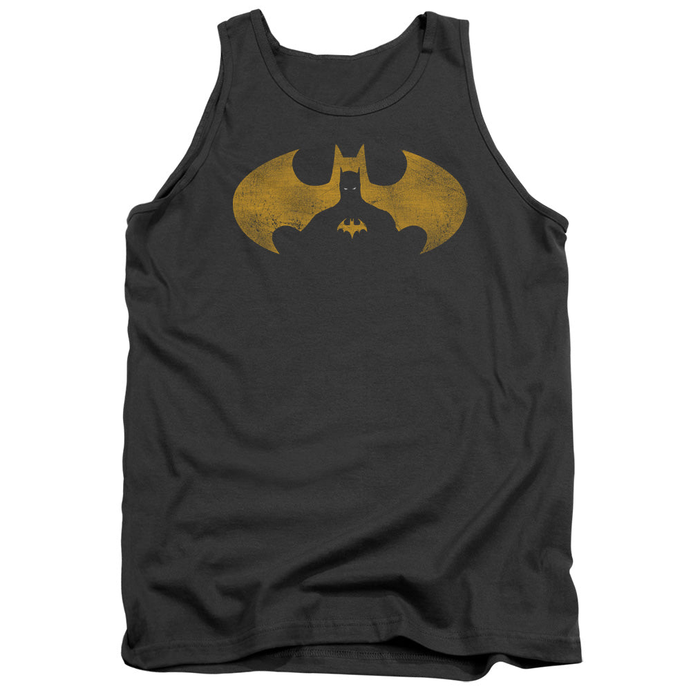 Batman - Bat Symbol Knockout - Adult Tank - Charcoal