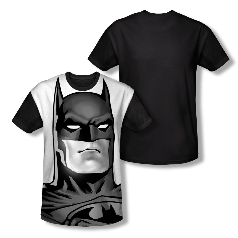 Batman - Bw Bat Head - Short Sleeve Youth White Front Black Back - White T-shirt