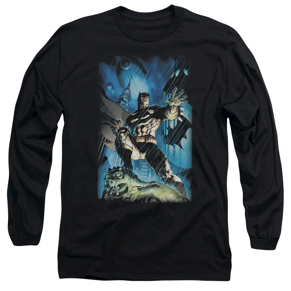 Batman - Stormy Dark Knight - Long Sleeve Adult 18/1 - Black T-shirt