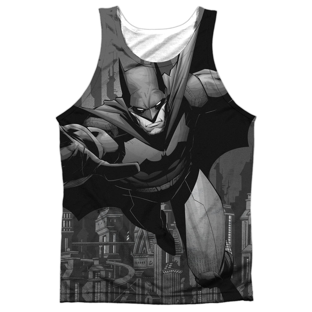Batman - Grey Race - Adult 100% Poly Tank Top - White