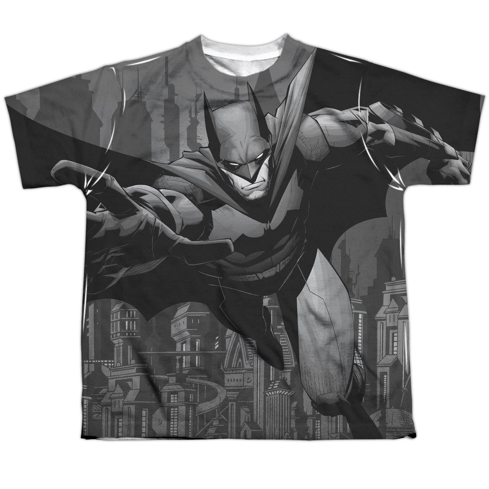 Batman - Grey Race - Short Sleeve Youth Poly Crew - White T-shirt