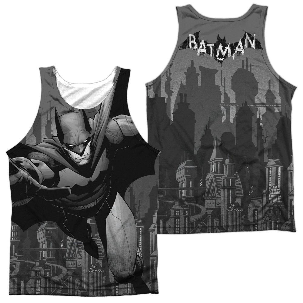 Batman - Grey Race (Front/back Print) - Adult 100% Poly Tank Top - White