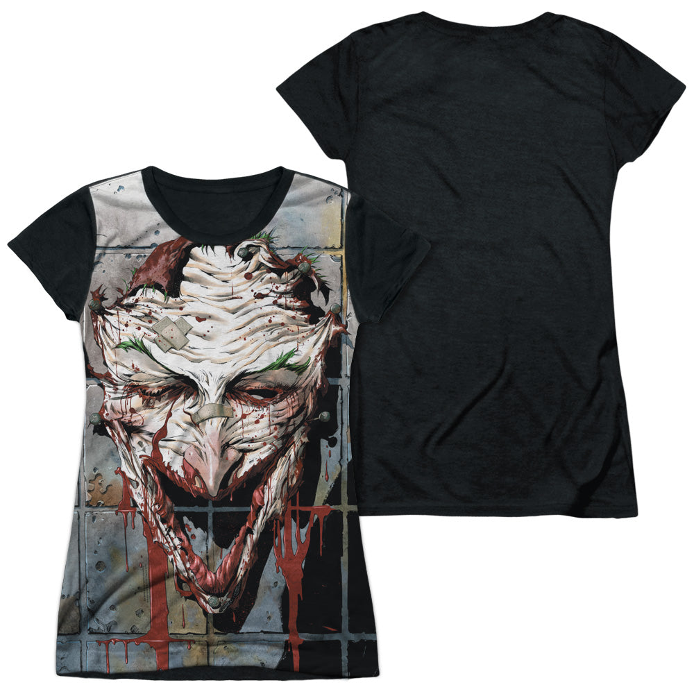 Batman - Smile - Short Sleeve Junior Poly Black Back - White T-shirt