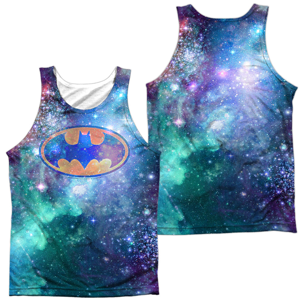Batman - Galaxy Symbol (Front/back Print) - Adult 100% Poly Tank Top - White