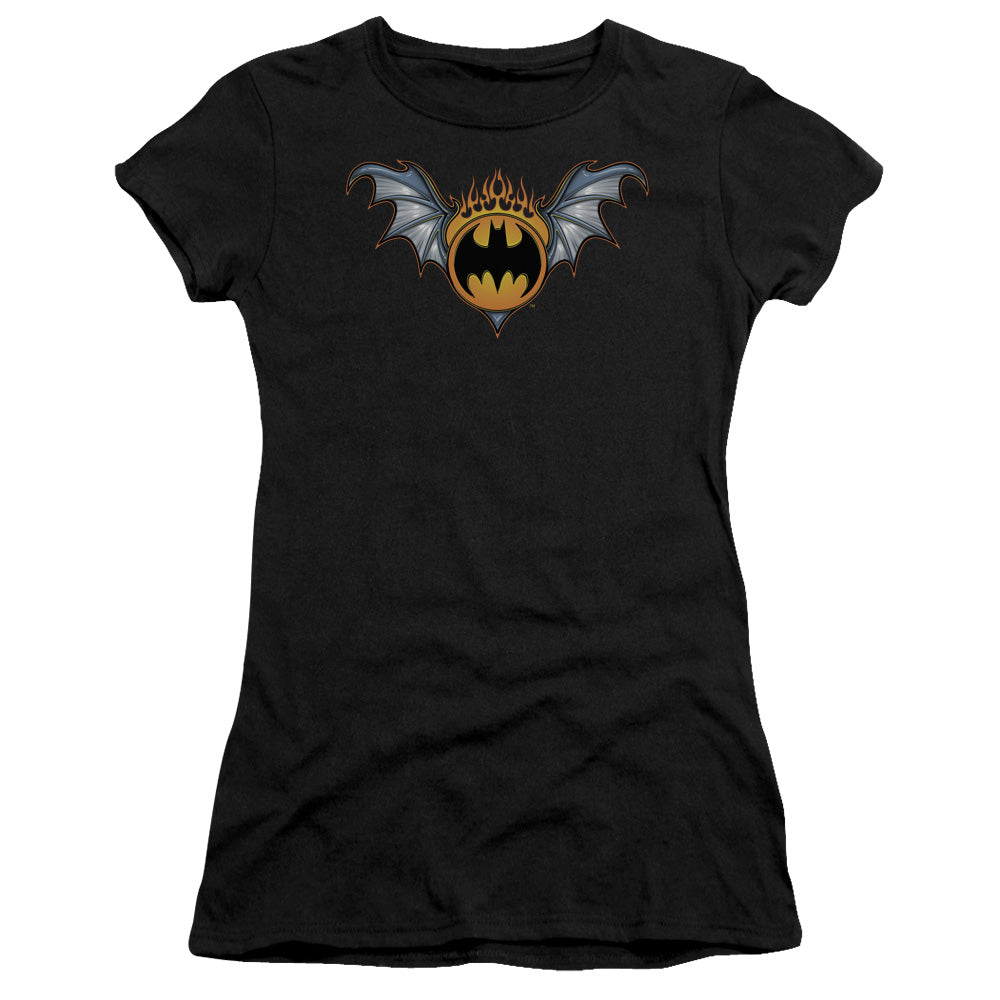Batman - Bat Wings Logo - Short Sleeve Junior Sheer - Black T-shirt