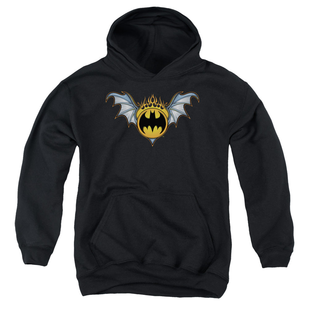 Batman - Bat Wings Logo - Youth Pull-over Hoodie - Black