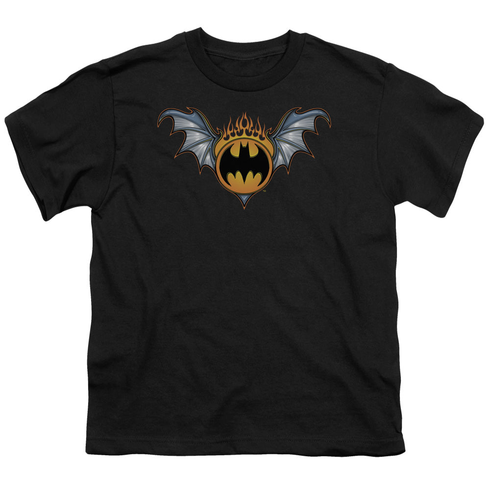 Batman - Bat Wings Logo - Short Sleeve Youth 18/1 - Black T-shirt