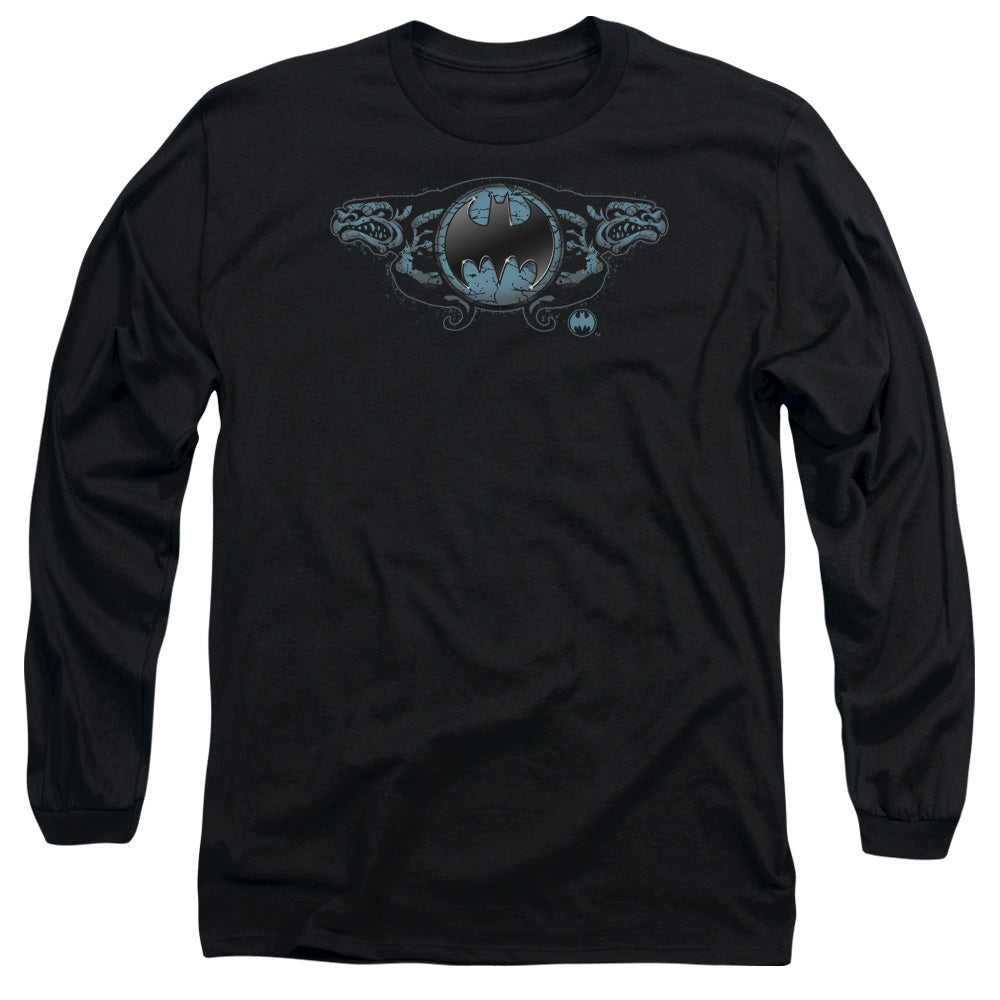 Batman - Two Gargoyles Logo - Long Sleeve Adult 18/1 - Black T-shirt
