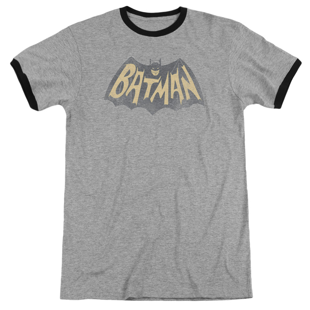 Batman Classic Tv - Show Logo - Adult Ringer - Heather/black