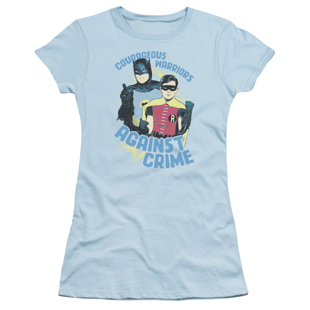 Batman Classic Tv - Courageous Warriors - Short Sleeve Junior Sheer - Light Blue T-shirt