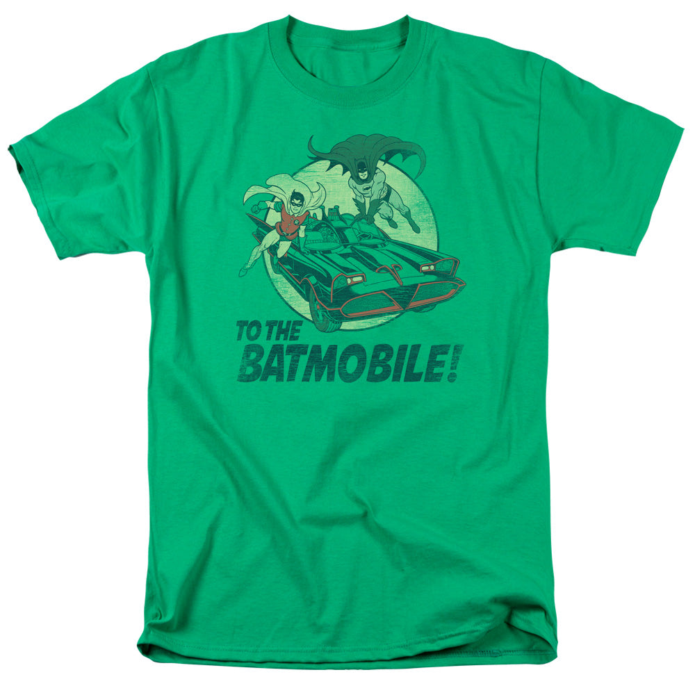 Batman Classic Tv - To The Batmobile - Short Sleeve Adult 18/1 - Kelly Green T-shirt