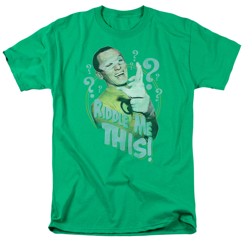 Batman Classic Tv - Riddle Me This - Short Sleeve Adult 18/1 - Kelly Green T-shirt