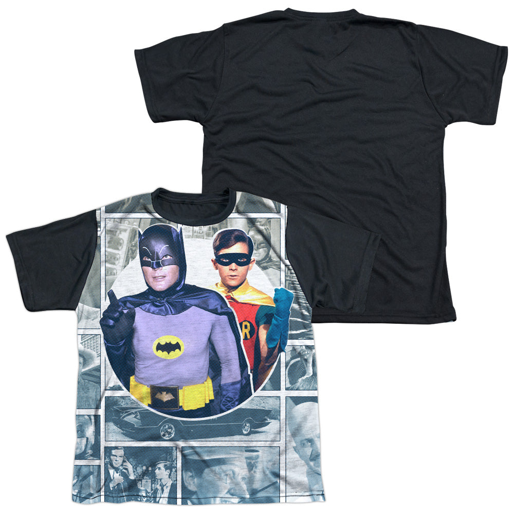 Batman Classic Tv - 60s Panels - Short Sleeve Youth White Front Black Back - White T-shirt