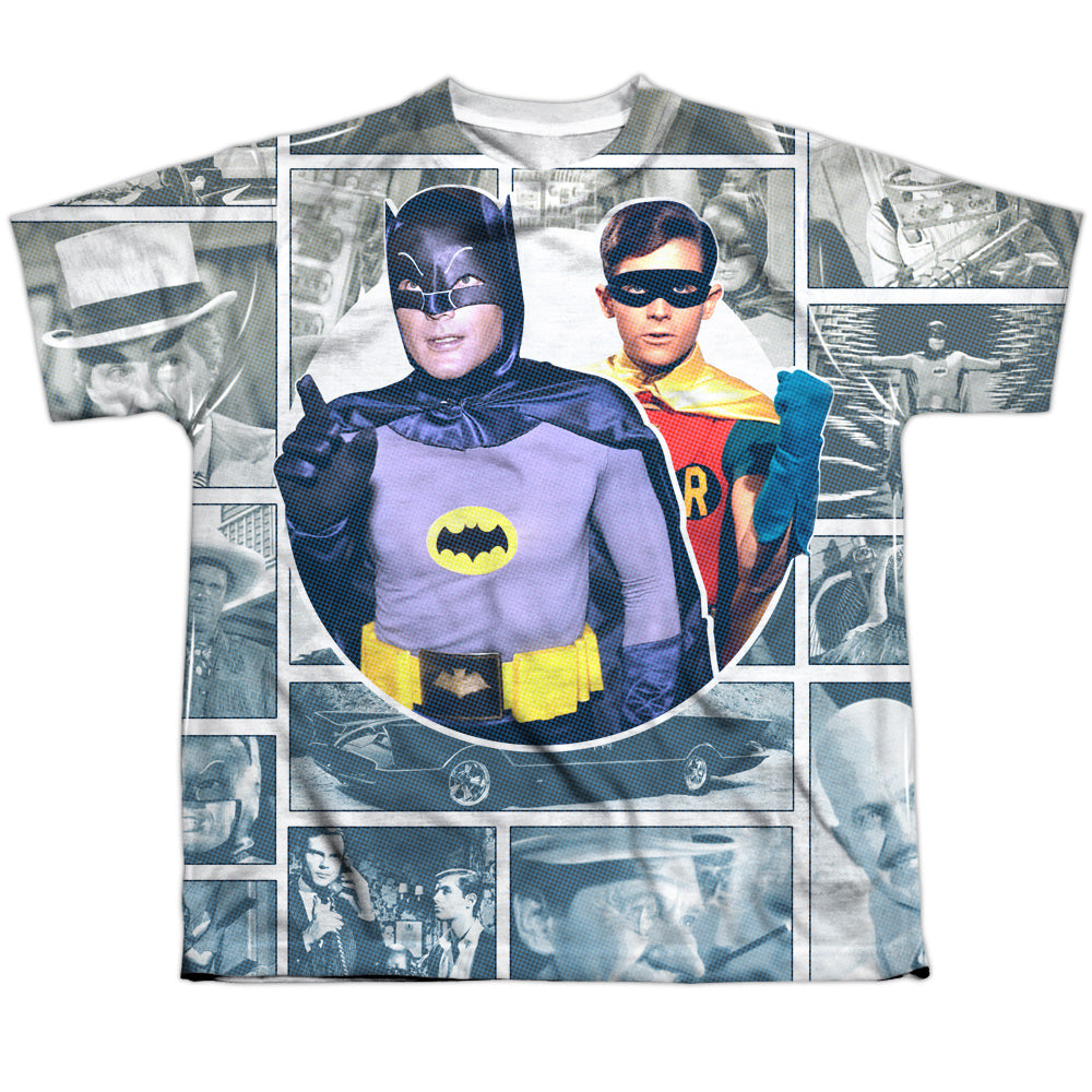 Batman Classic Tv - 60s Panels - Short Sleeve Youth Poly Crew - White T-shirt