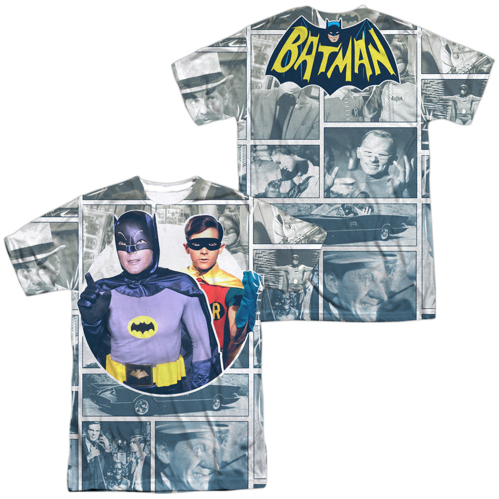 Batman Classic Tv - 60s Panels (Front/back Print) - Short Sleeve Adult Poly Crew - White T-shirt