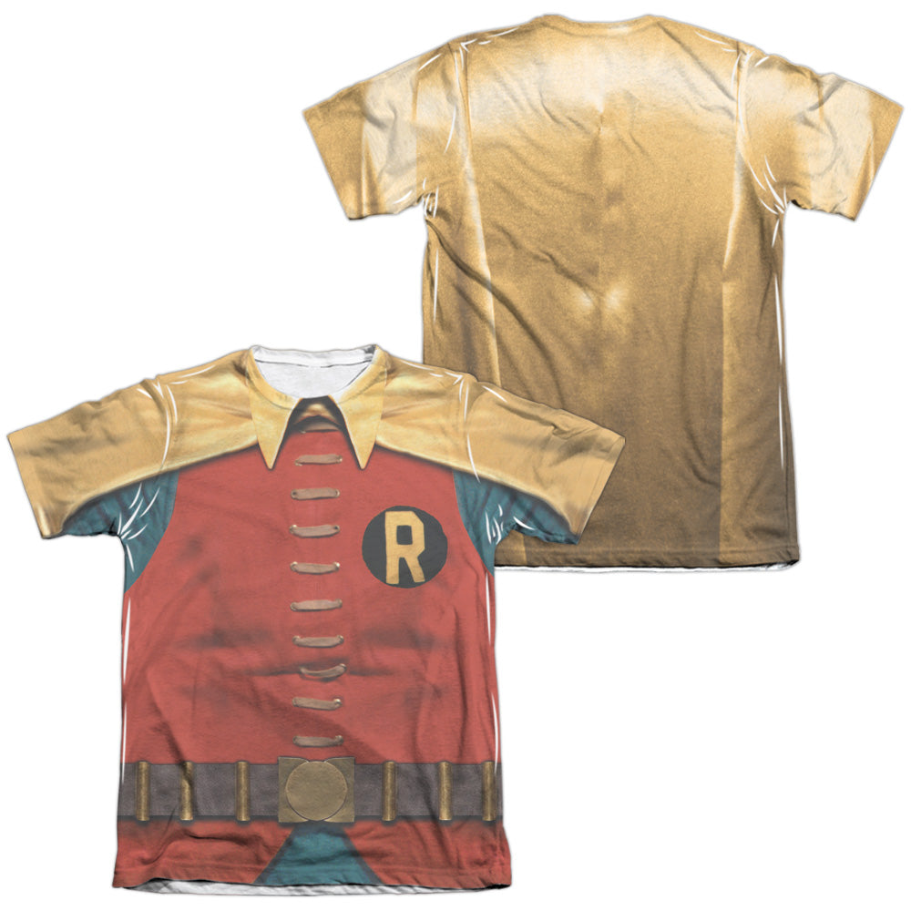Batman Classic Tv - Robin Costume (Front/back Print) - Adult Poly/cotton Short Sleeve Tee - White T-shirt