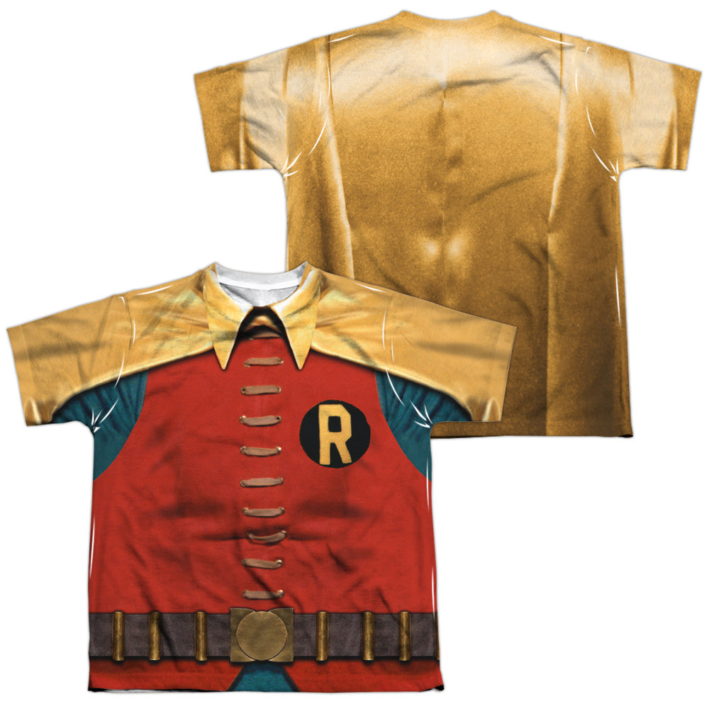 Batman Classic Tv - Robin Costume (Front/back Print) - Short Sleeve Youth Poly Crew - White T-shirt