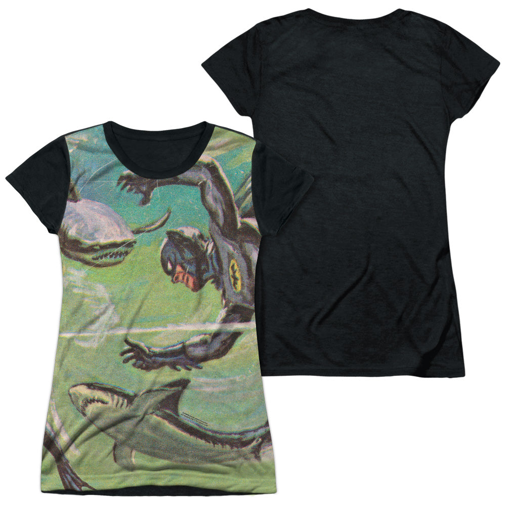 Batman Classic Tv - Underwater - Short Sleeve Junior Poly Black Back - White T-shirt