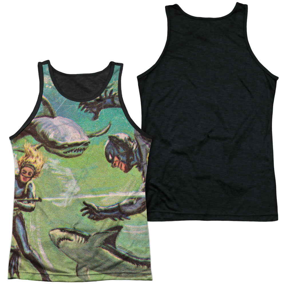 Batman Classic Tv - Underwater - Adult Poly Tank Top Black Back - White