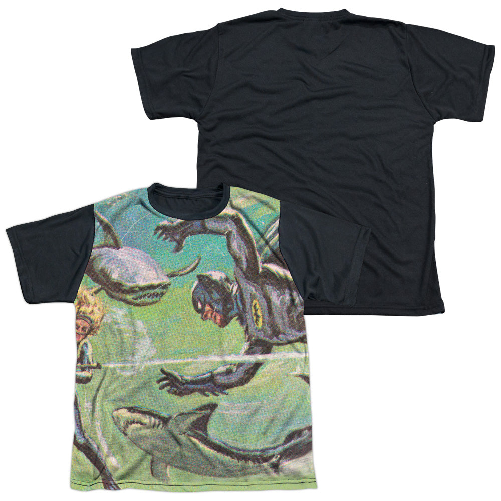 Batman Classic Tv - Underwater - Short Sleeve Youth White Front Black Back - White T-shirt