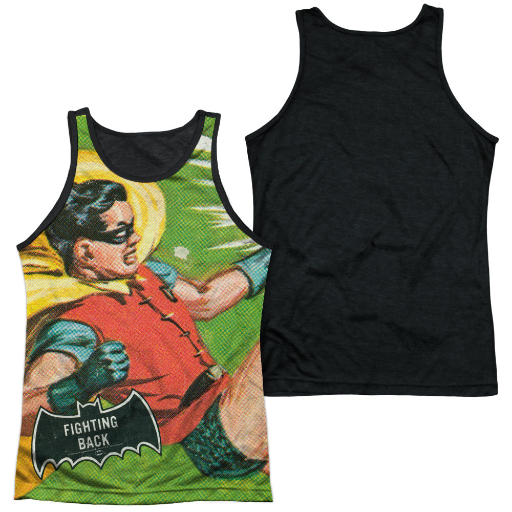 Batman Classic Tv - Fighting Back - Adult Poly Tank Top Black Back - White