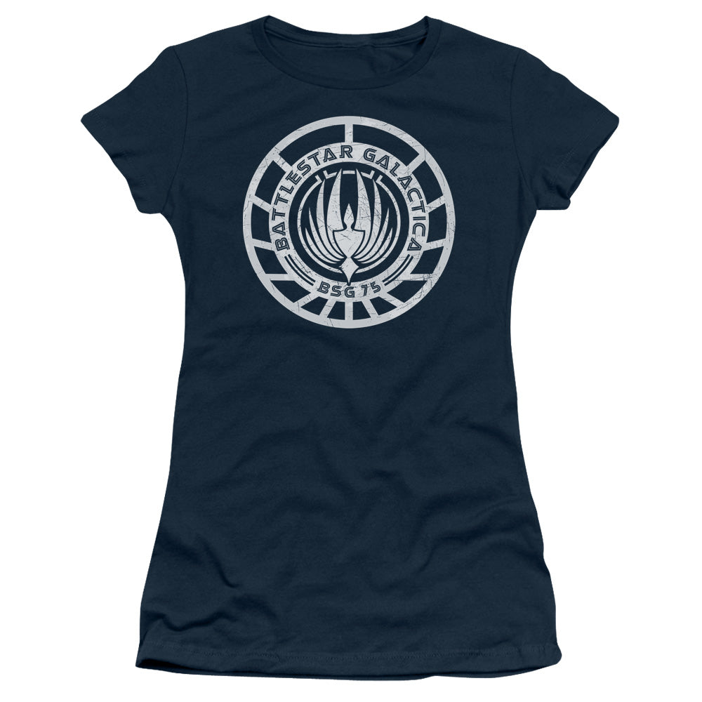 Bsg - Scratched Bsg Logo - Short Sleeve Junior Sheer - Navy T-shirt