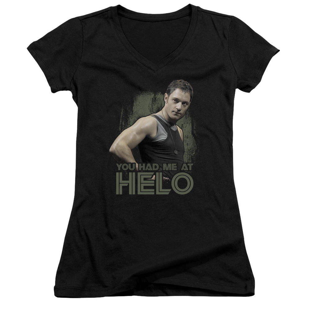 Bsg - Had Me At Helo - Junior V-neck - Black