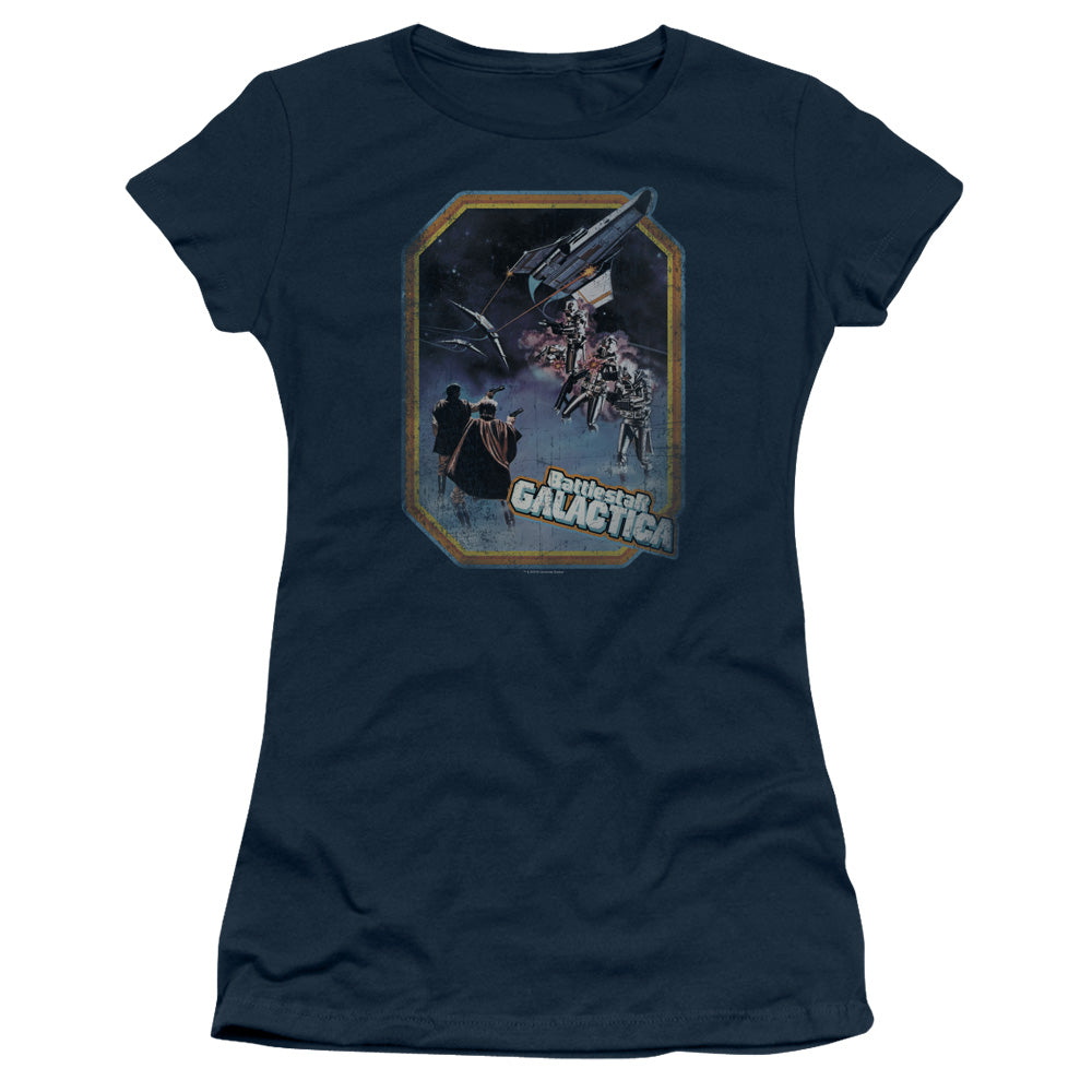 Bsg - Poster Iron On - Short Sleeve Junior Sheer - Navy T-shirt