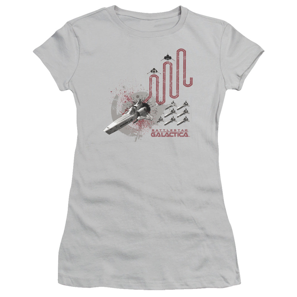 Bsg - Red Squadron Splatter - Short Sleeve Junior Sheer - Silver T-shirt