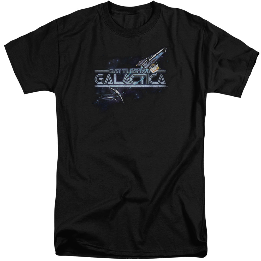 Bsg - Cylon Persuit - Short Sleeve Adult Tall 18/1 - Black T-shirt