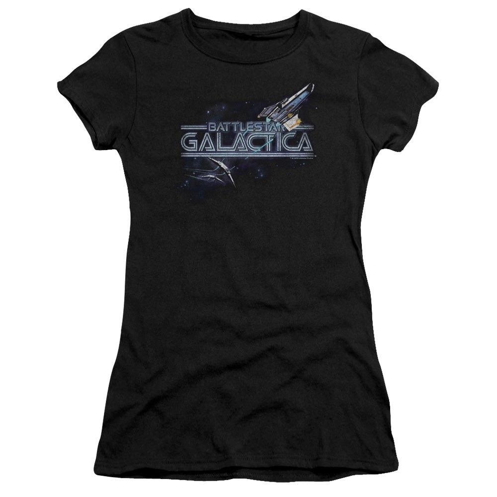 Bsg - Cylon Persuit - Short Sleeve Junior Sheer - Black T-shirt