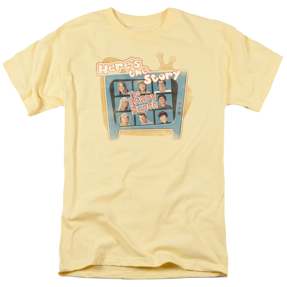 Brady Bunch - Heres The Story - Short Sleeve Adult 18/1 - Banana T-shirt