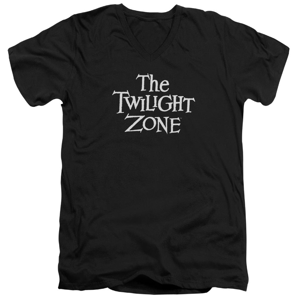 Twilight Zone - Logo - Short Sleeve Adult V-neck - Black T-shirt