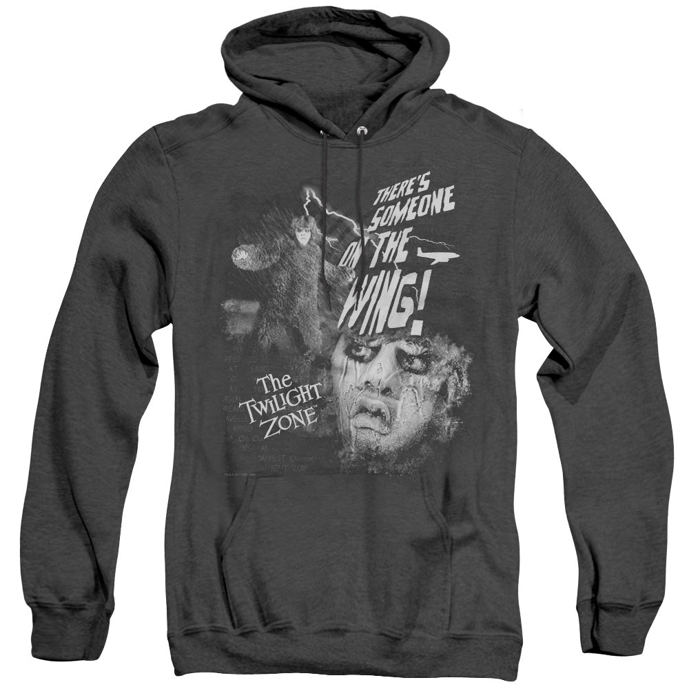 Twilight Zone - Someone On The Wing - Adult Heather Hoodie - Black