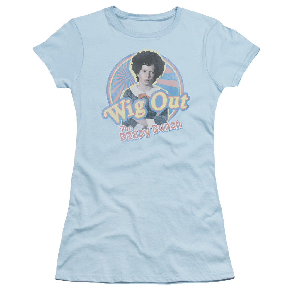 Brady Bunch - Wig Out - Short Sleeve Junior Sheer - Light Blue T-shirt