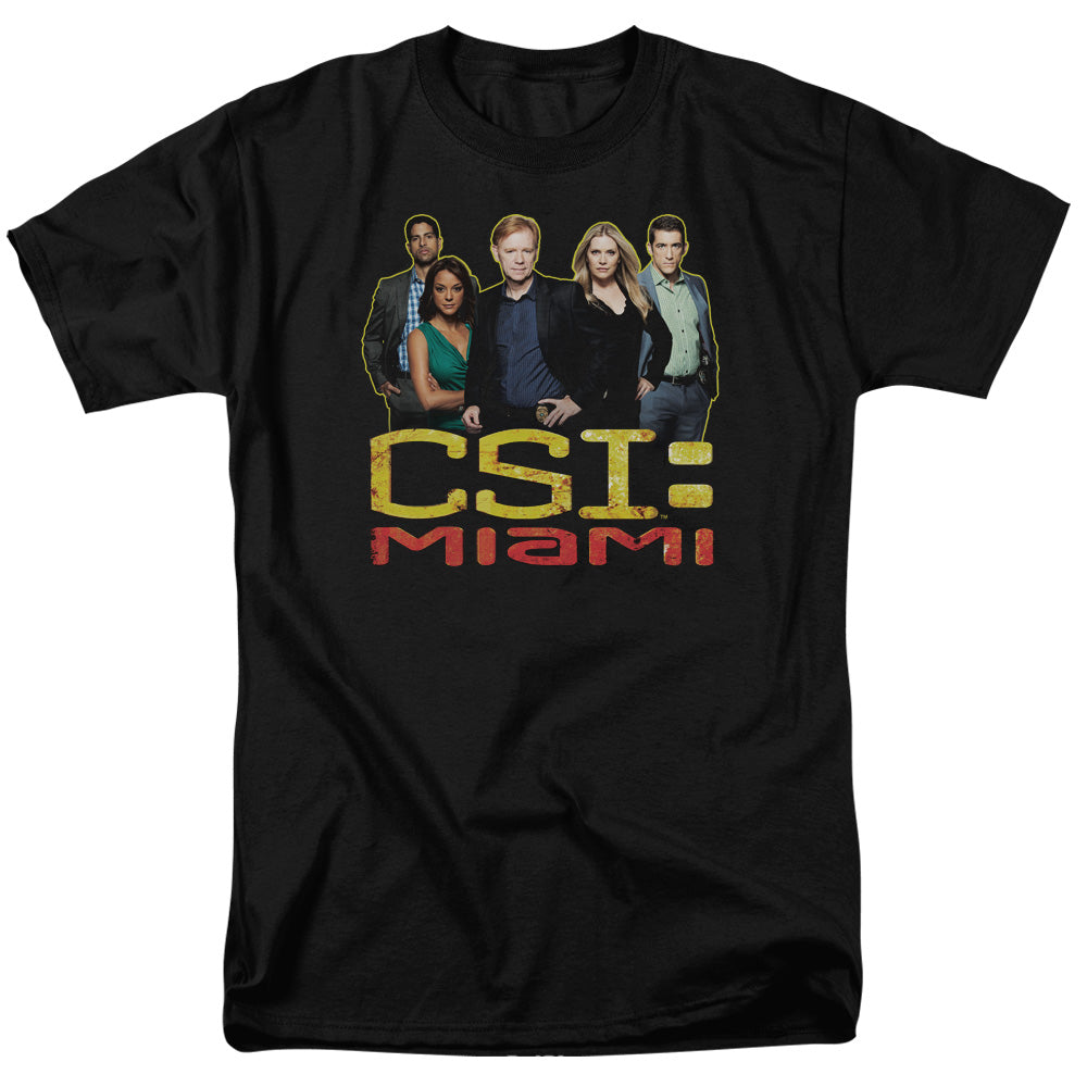 Csi Miami - The Cast In Black - Short Sleeve Adult 18/1 - Black T-shirt