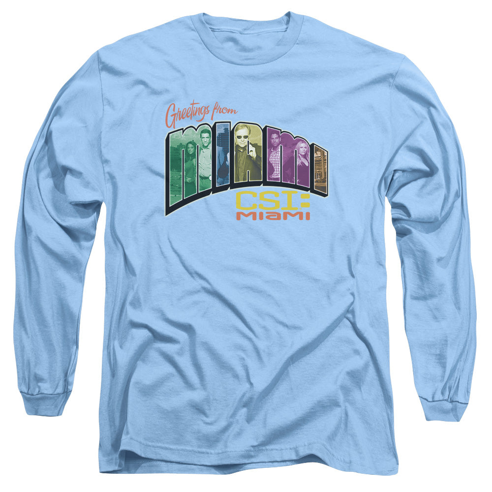 Csi Miami - Greeting From Miami - Long Sleeve Adult 18/1 - Carolina Blue T-shirt