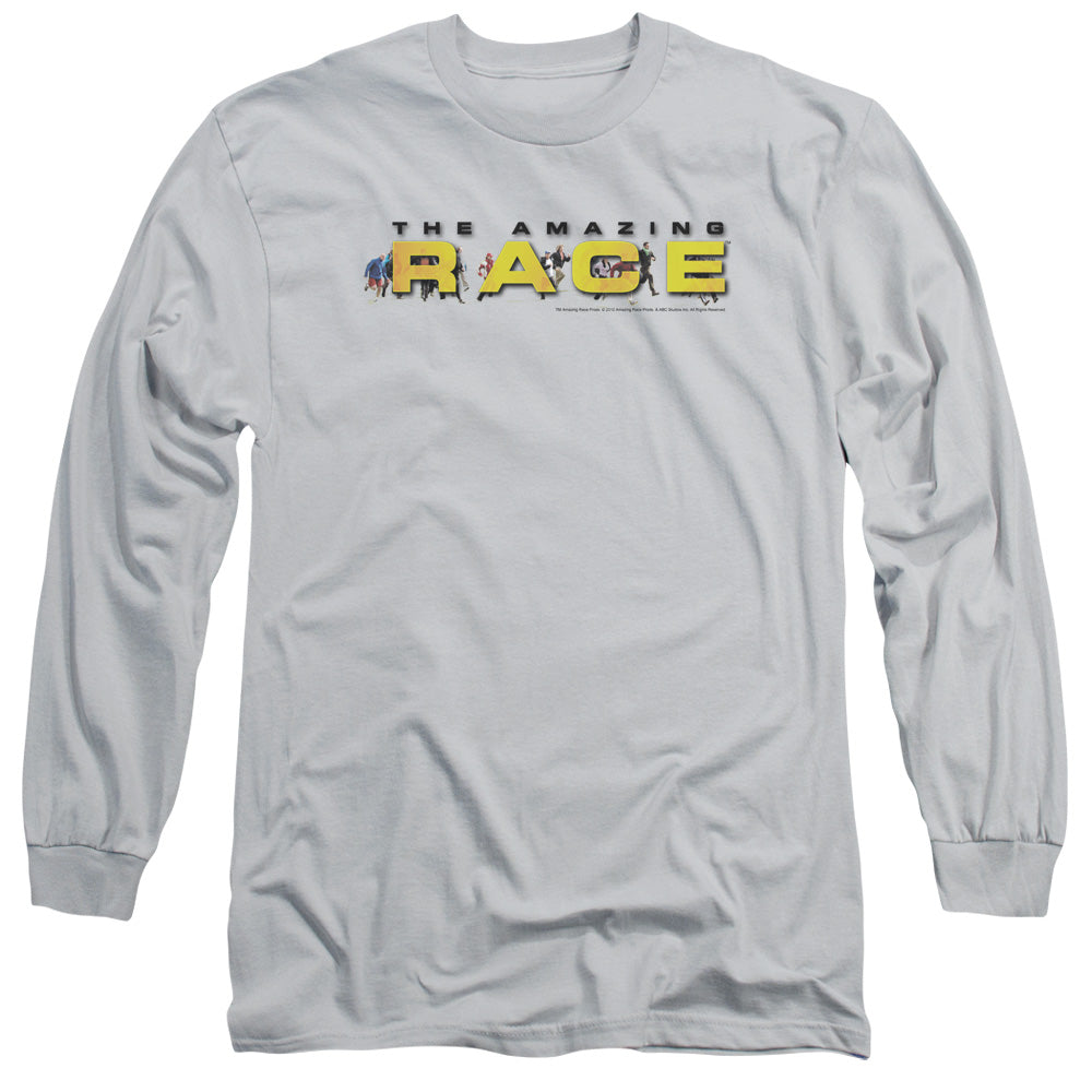 Amazing Race - Running Logo - Long Sleeve Adult 18/1 - Silver T-shirt