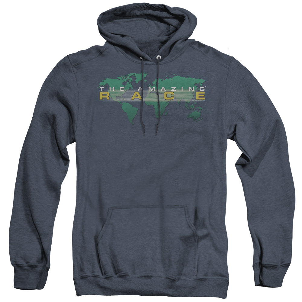 Amazing Race - Around The World - Adult Heather Hoodie - Navy