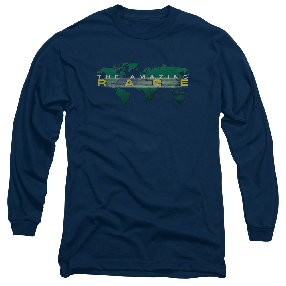 Amazing Race - Around The World - Long Sleeve Adult 18/1 - Navy T-shirt