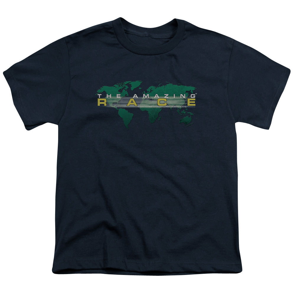 Amazing Race - Around The World - Short Sleeve Youth 18/1 - Navy T-shirt