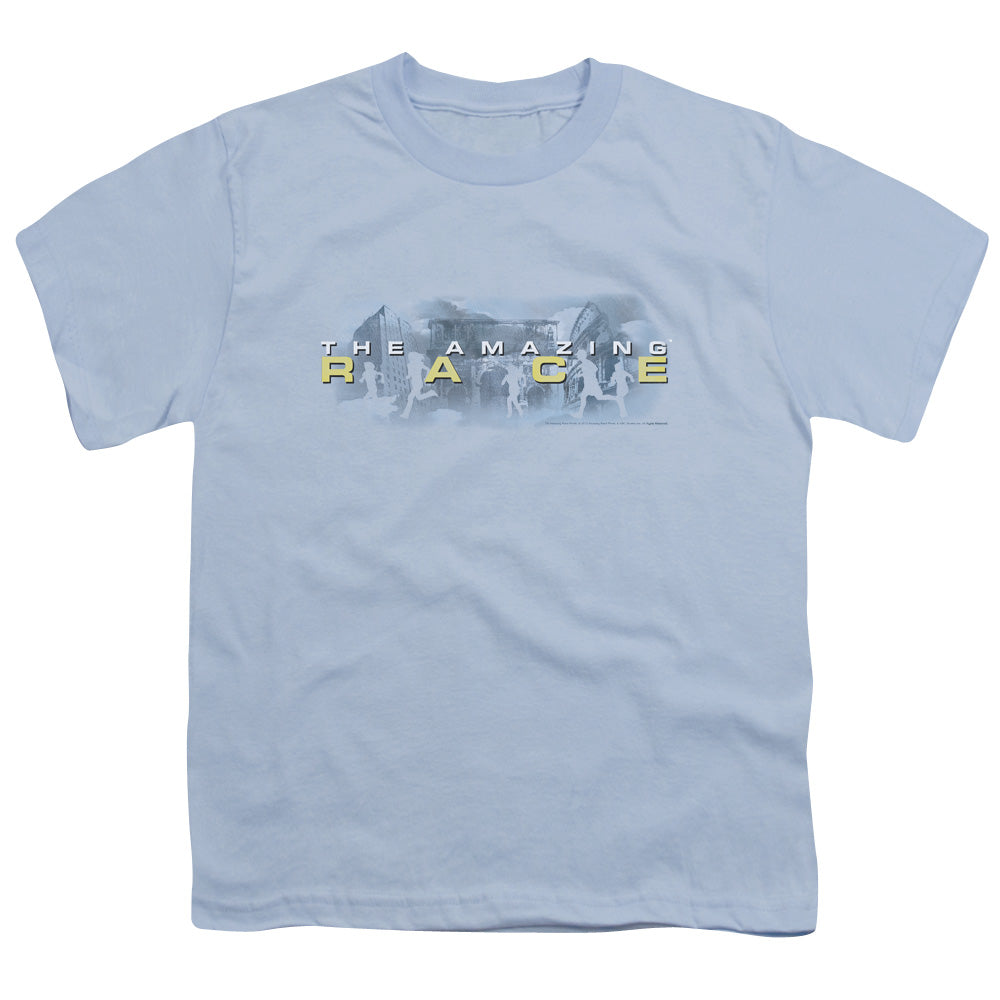 Amazing Race - In The Clouds - Short Sleeve Youth 18/1 - Light Blue T-shirt