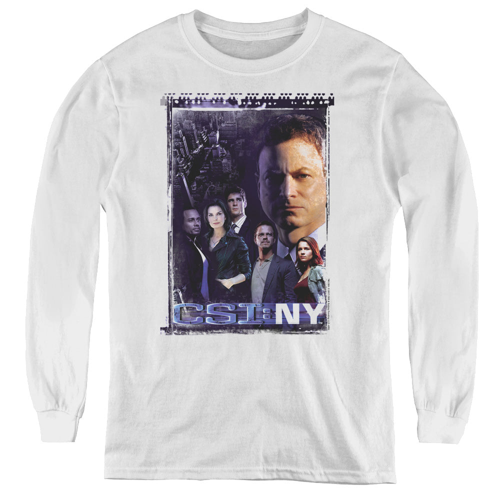 Csi Ny - Watchful Eye - Youth Long Sleeve Tee - White
