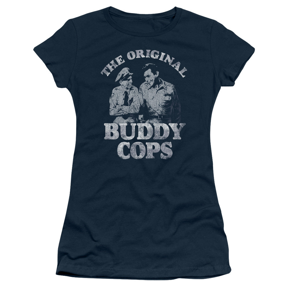 Andy Griffith - Buddy Cops - Short Sleeve Junior Sheer - Navy T-shirt