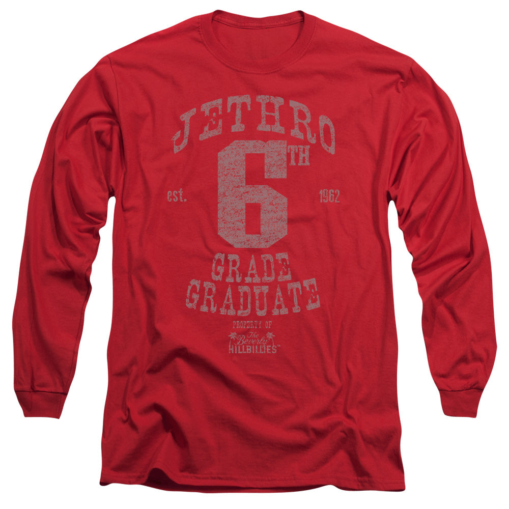Beverly Hillbillies - Mr 6th Grade Grad - Long Sleeve Adult 18/1 - Red T-shirt